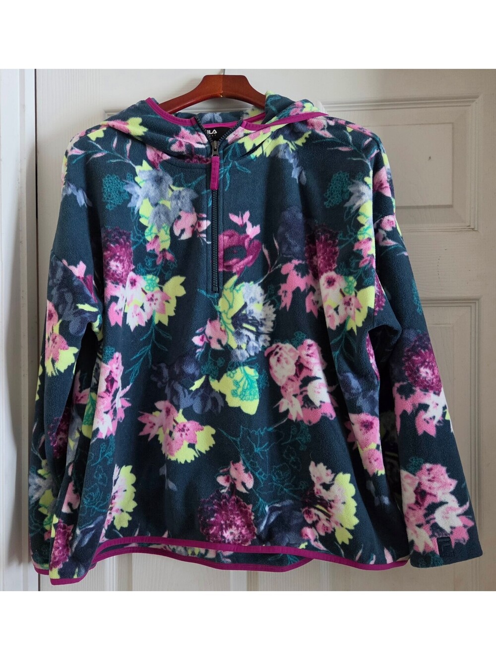 FILA Sport Women's XXL Floral Fleece Hoodie Pullover